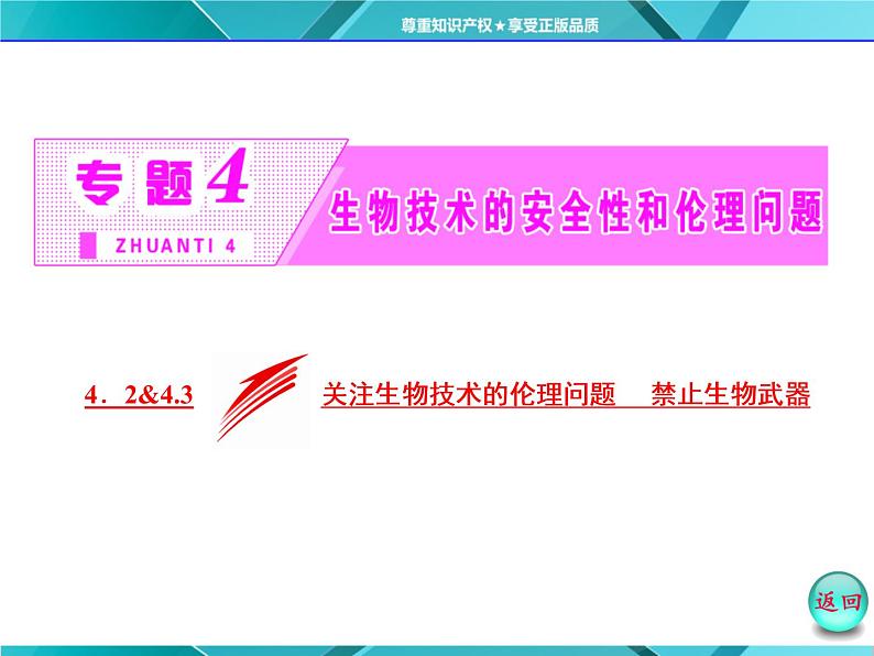 人教版选修3课件 第1部分 专题4 4.2&4.3 关注生物技术的伦理问题 禁止生物武器02