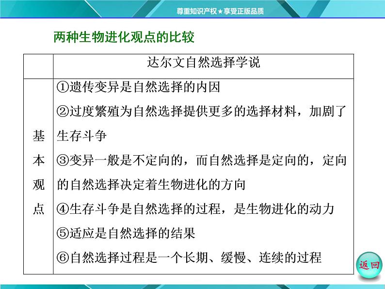 人教版必修2课件 第7章 小专题 大智慧 现代生物进化理论与自然选择学说的比较03