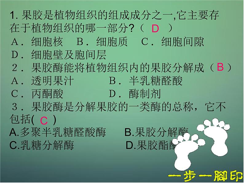 高中生物 4.1果胶酶在果汁生产中的应用课件 新人教版选修107