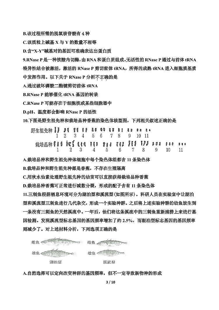 山东省济南市2021届高三上学期期中考试 生物(含答案)03