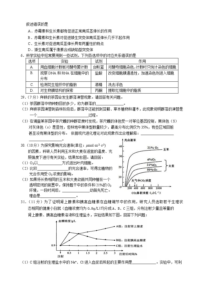 2019届广东省揭阳市高三上学期期末学业水平考试生物试题02