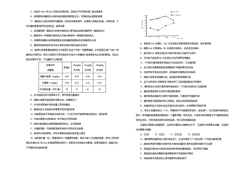 2021届高考一轮复习第九单元植物的激素调节训练卷 A卷第3页