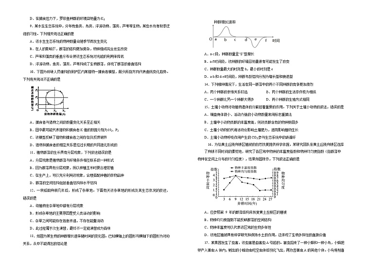 2021届高考一轮复习第十单元种群和群落训练卷 A卷第2页