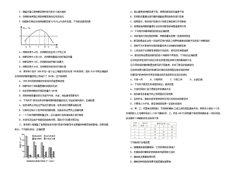 2021届高考一轮复习第十单元种群和群落训练卷 B卷第2页