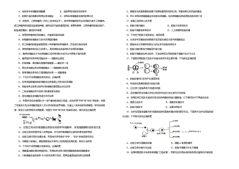 2021届高考一轮复习第十三单元现代生物科技专题训练卷 B卷02