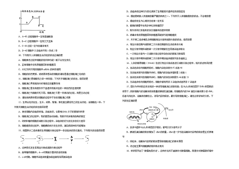 2021届高考一轮复习第四单元细胞的生命历程（含减数分裂）训练卷 A卷02