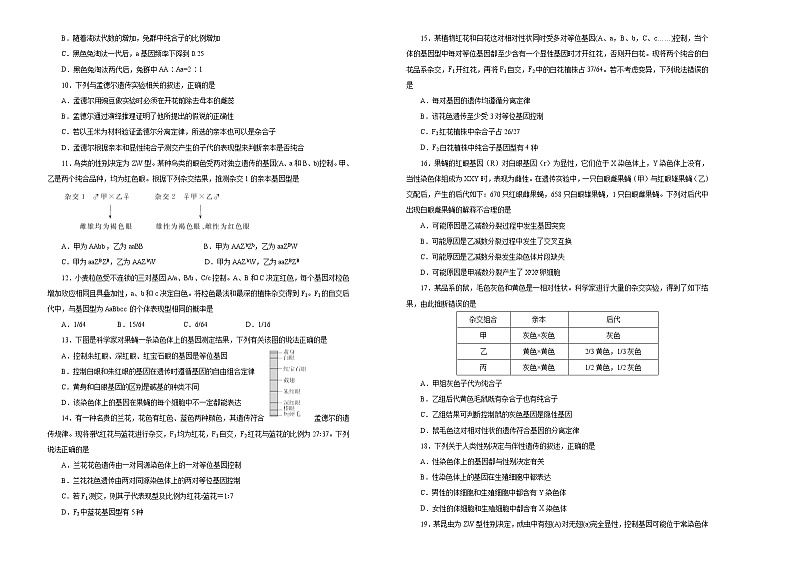 2021届高考一轮复习第五单元遗传的基本规律与伴性遗传训练卷 B卷02