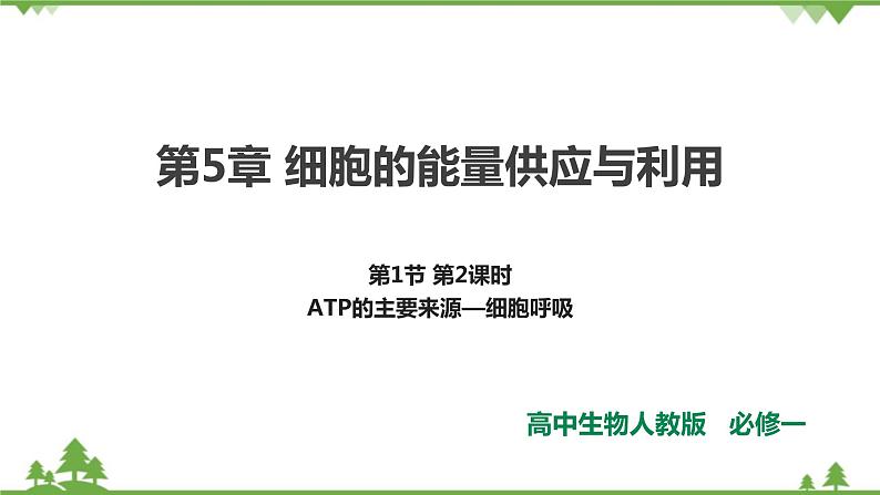 人教版生物必修一5.3 《ATP的主要来源—细胞呼吸》PPT课件+教学设计+同步练习01