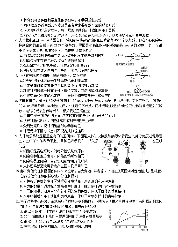 江苏基地学校2021届高三上学期第一次大联考试题（12月）生物 (含答案)02