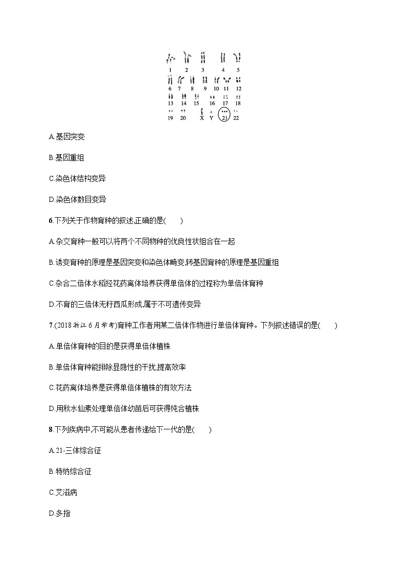 浙科版高中生物必修二同步练习：第四章过关检测教师+学生版02