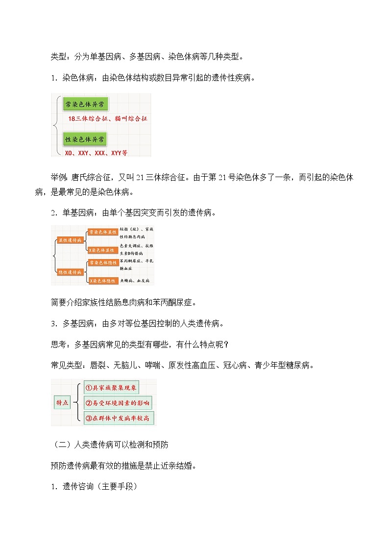 北师大版高中生物必修第二册：人类遗传病的检测和预防 课件PPT+教案+学案02