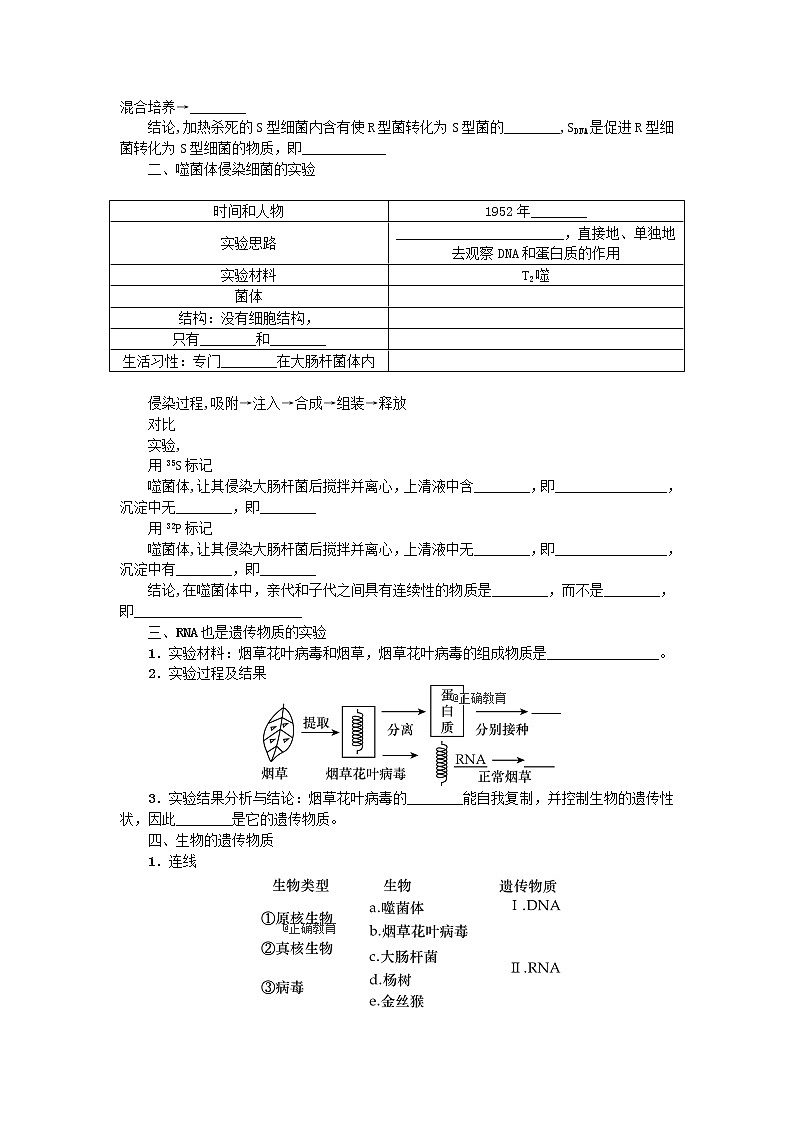 高考生物一轮总复习学案：第6单元 遗传的分子基础 第1讲 人类对遗传物质的探索过程第2页