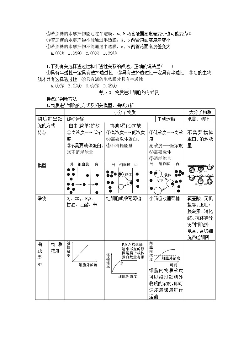 高考生物一轮总复习学案：第2单元 细胞的基本结构 第5讲 物质跨膜运输的实例与方式03