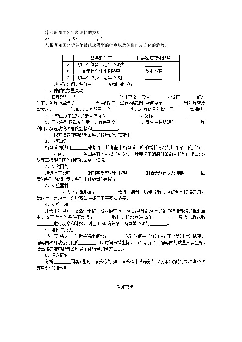 高考生物一轮总复习学案：第10单元 种群和群落 第1讲 种群的特征及数量变化02