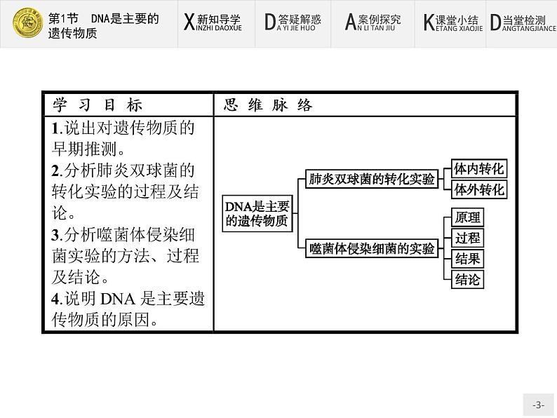 高中生物人教版必修2课件：3.1 DNA是主要的遗传物质第3页