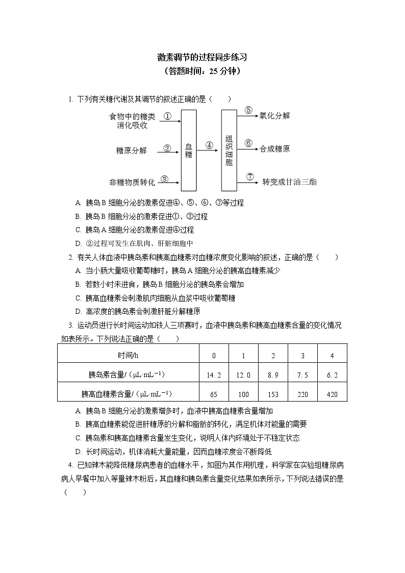 选择性必修1 第3章 体液调节 第二节同步练习01