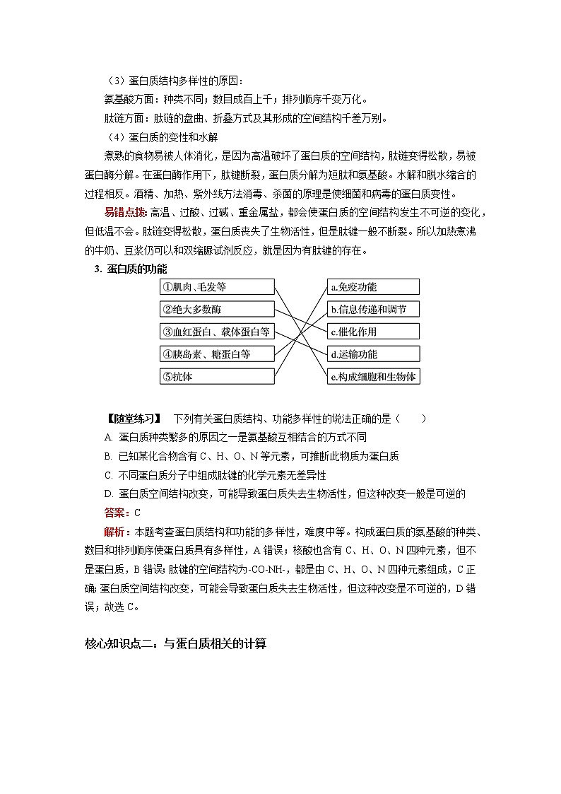 2020-2021学年高一上学期生物人教版（2019）必修一第2章 组成细胞的分子 第4节 学案03