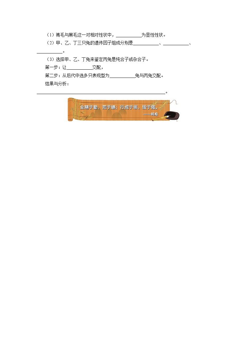 2020-2021学年高一上学期生物人教版（2019）必修二  第1章 遗传因子的发现 第一节（1）同步练习（含答案）03