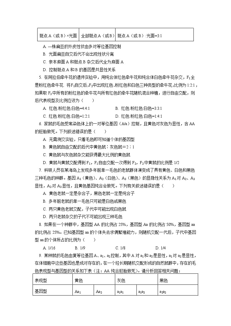 2020-2021学年高一上学期生物人教版（2019）必修二  第1章 遗传因子的发现 第一节（2）同步练习（含答案）第2页