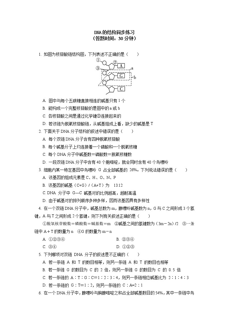 2020-2021学年高一上学期生物人教版（2019）必修二  第3章 基因的本质 第二节同步练习（含答案）01