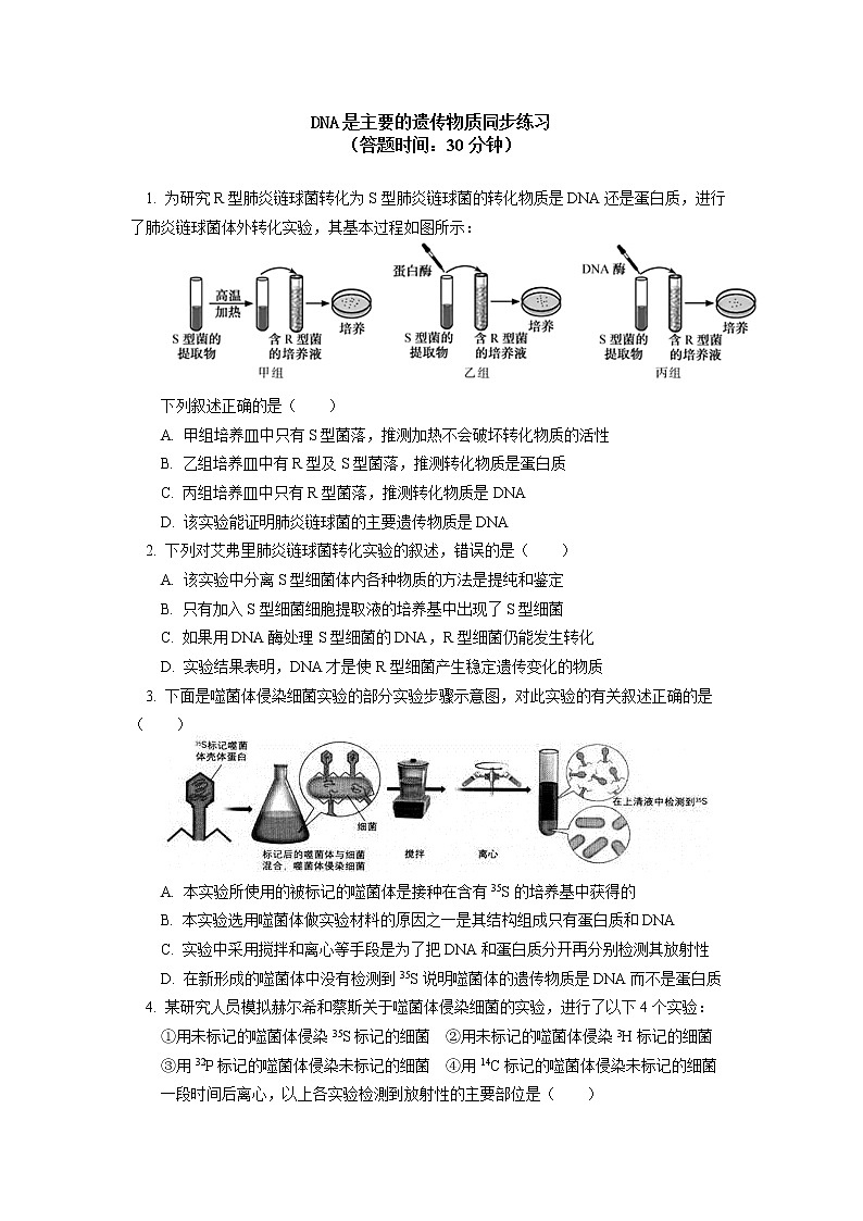 2020-2021学年高一上学期生物人教版（2019）必修二  第3章 基因的本质 第一节同步练习（含答案）第1页