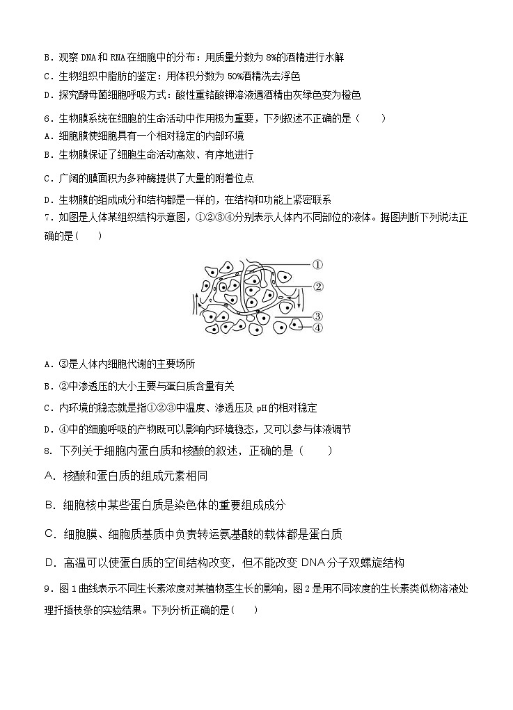 黑龙江省鹤岗市第一中学2021届高三上学期第三次模拟（12月）生物 (含答案) 试卷02