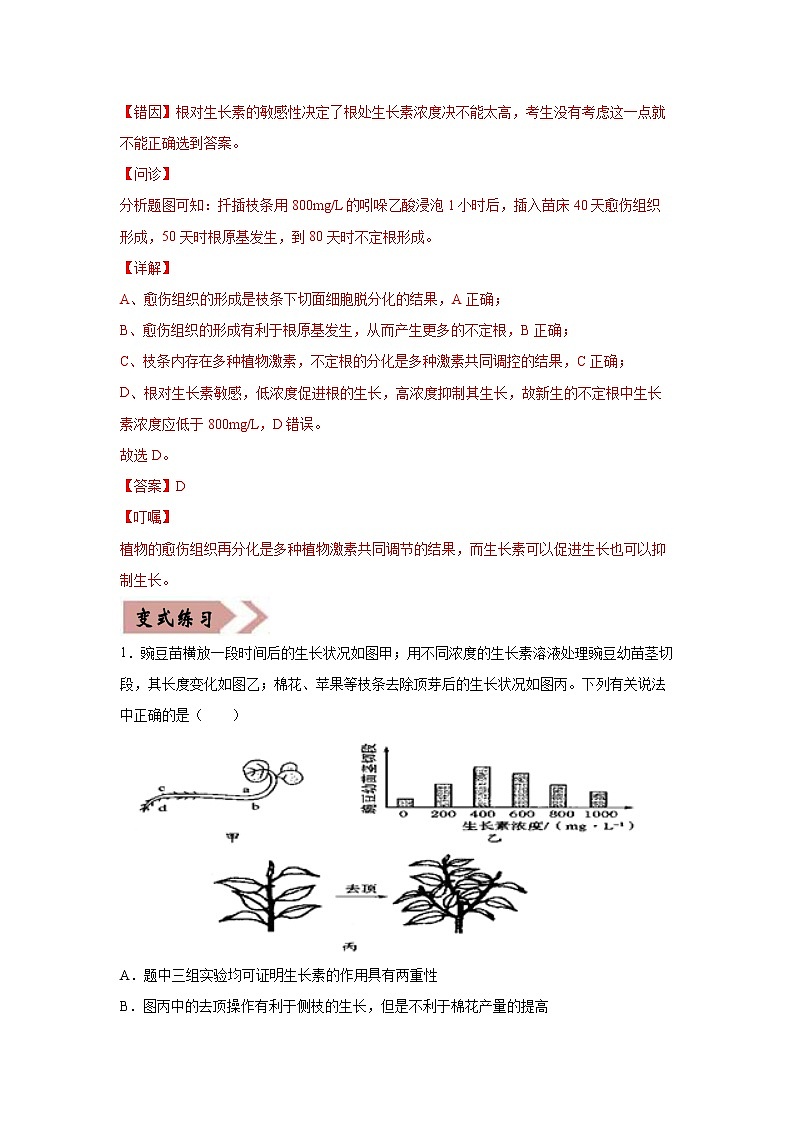 备战2021年高考生物一轮复习 易错点14 植物生命活动的调节 试卷02