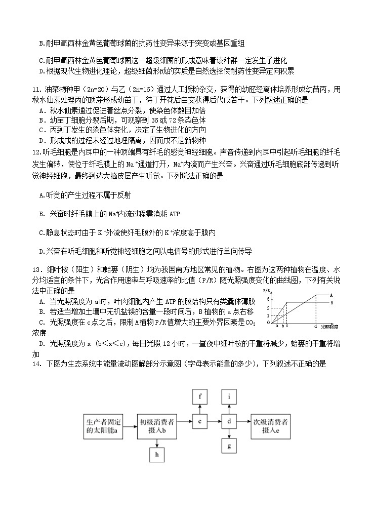 福建省漳州市2021届高三毕业班适应性测试（一）生物 (含答案)03