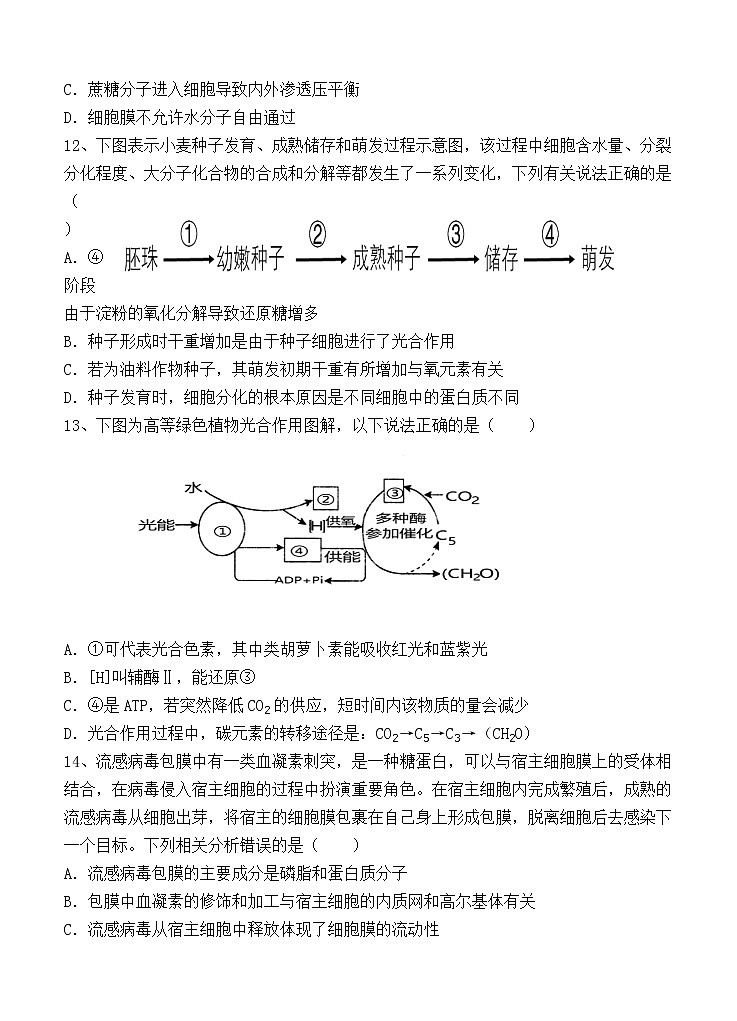海南省海南中学2021届高三第五次月考 生物 (含答案) 试卷03