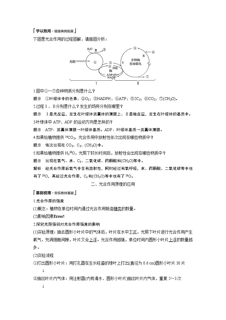 高中生物人教版（2019）必修第一册  第5章 第4节 第2课时　光合作用的原理和应用教案03