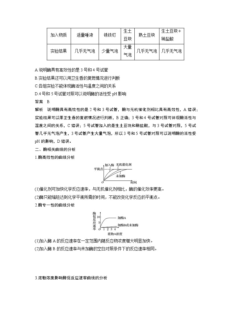 高中生物人教版（2019）必修第一册  第5章 微专题二  关于酶的实验设计与曲线分析教案03