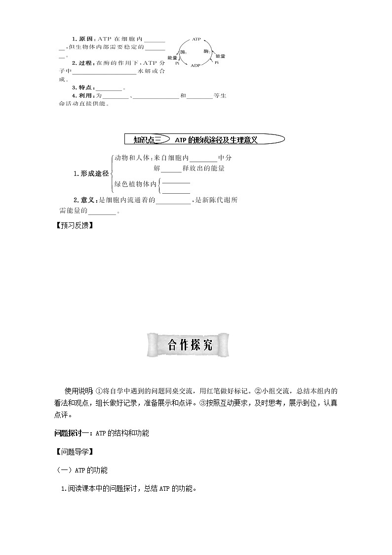 人教版高中生物必修1学案：5.2 细胞的能量“通货”——ATP Word版含答案02