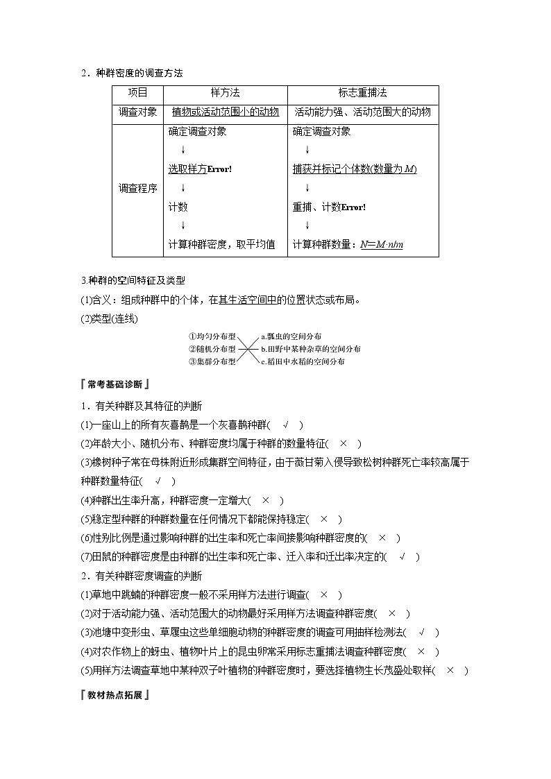 2020版高考生物大一轮人教讲义：第九单元 第28讲 种群的特征和数量变化第2页
