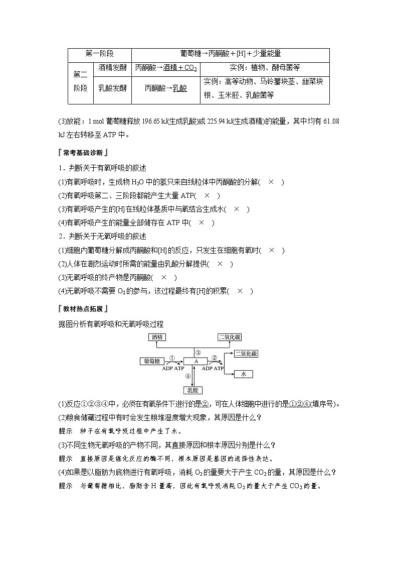2020版高考生物大一轮人教讲义：第三单元 第8讲 细胞呼吸第2页