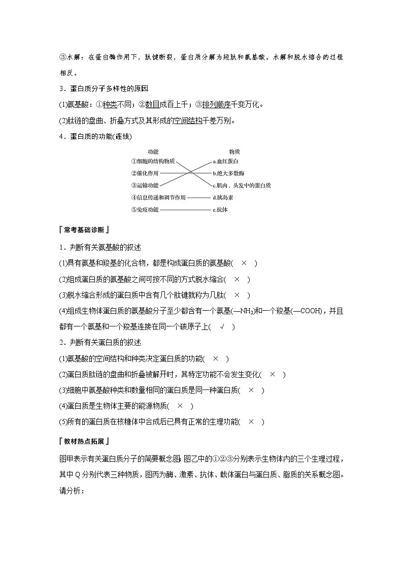 2020版高考生物大一轮人教讲义：第一单元 第3讲 蛋白质和核酸第2页
