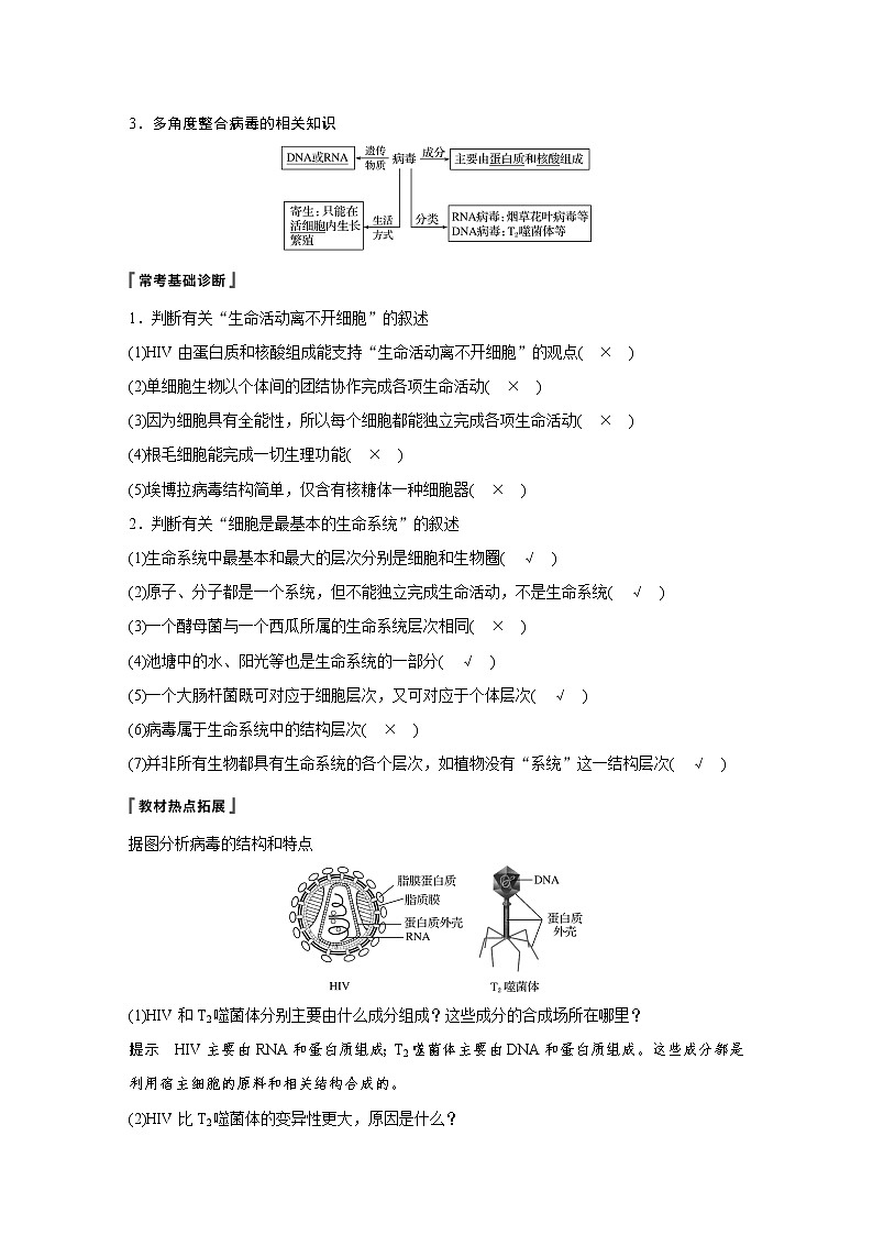 2020版高考生物大一轮人教讲义：第一单元 第1讲 走近细胞02