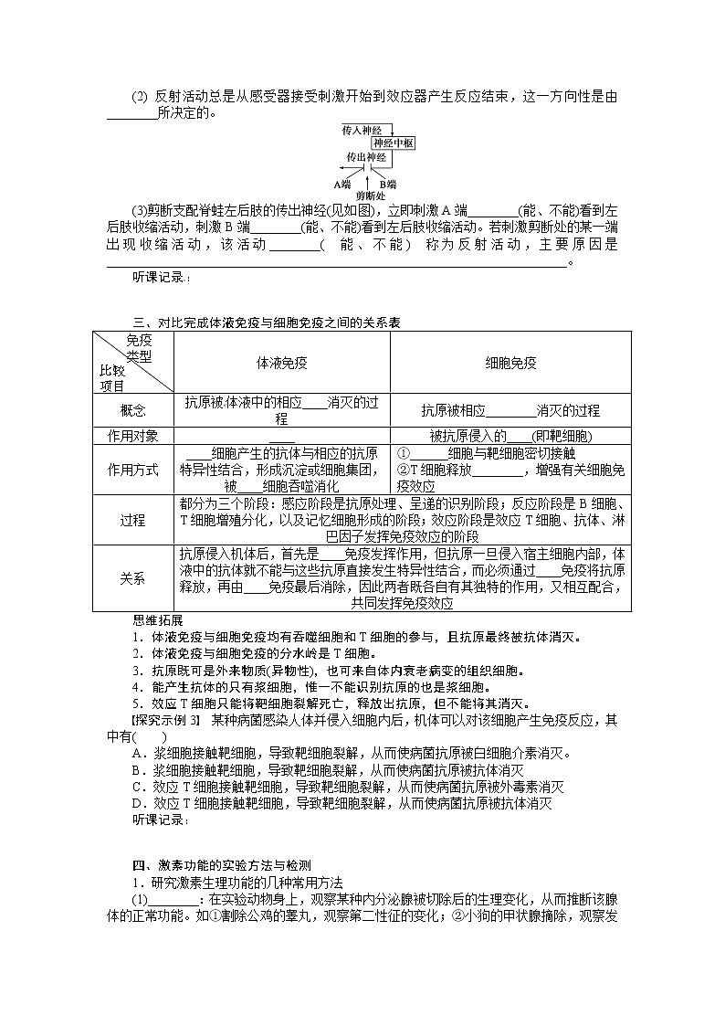 高考生物大一轮复习学案+作业第八单元专题学案37人与动物稳态及生命活动03