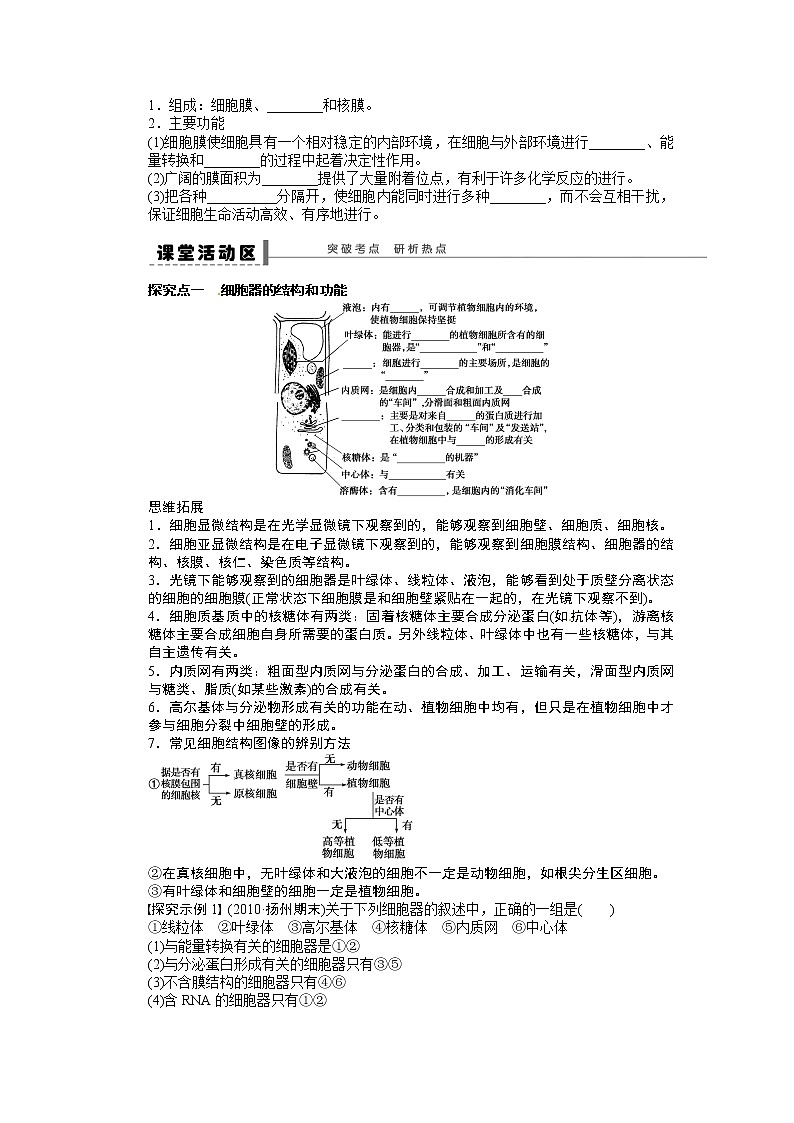 高考生物大一轮复习学案+作业第二单元  学案6　细胞器——系统内的分工合作第2页