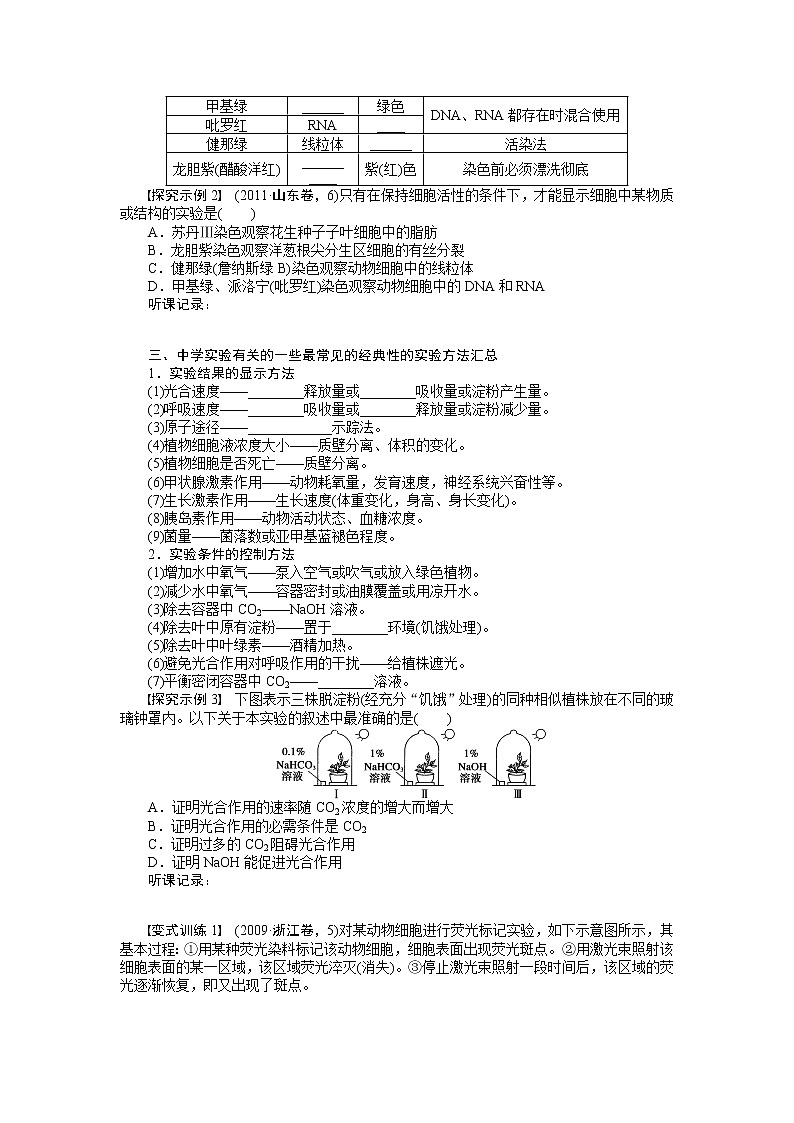 高考生物大一轮复习学案+作业第九单元专题学案48生物实验与探究203