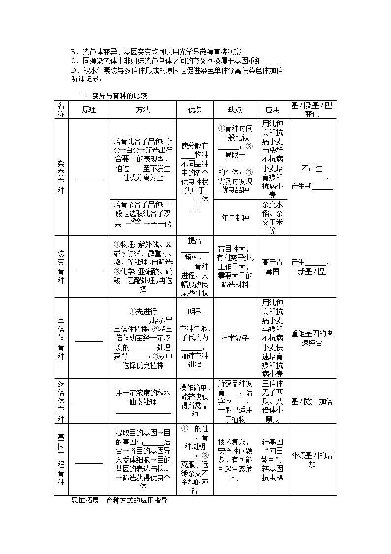 高考生物大一轮复习学案+作业第七单元专题学案32变异第2页