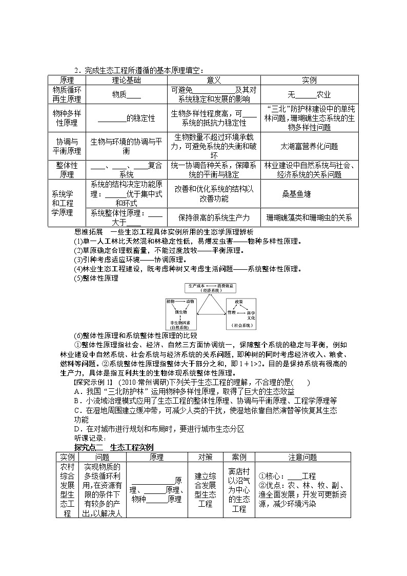 高考生物大一轮复习学案+作业第十单元学案53生态工程02