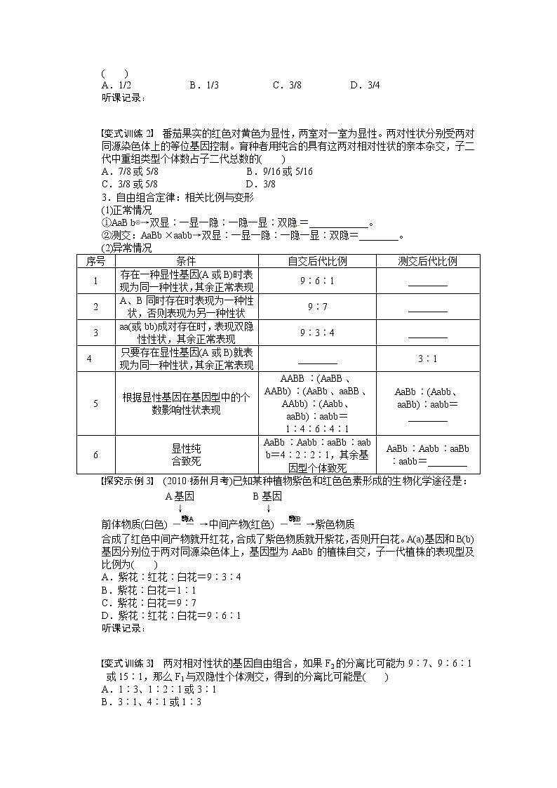 高考生物大一轮复习学案+作业第五单元 学案20遗传知识拓展与相关题型探究02