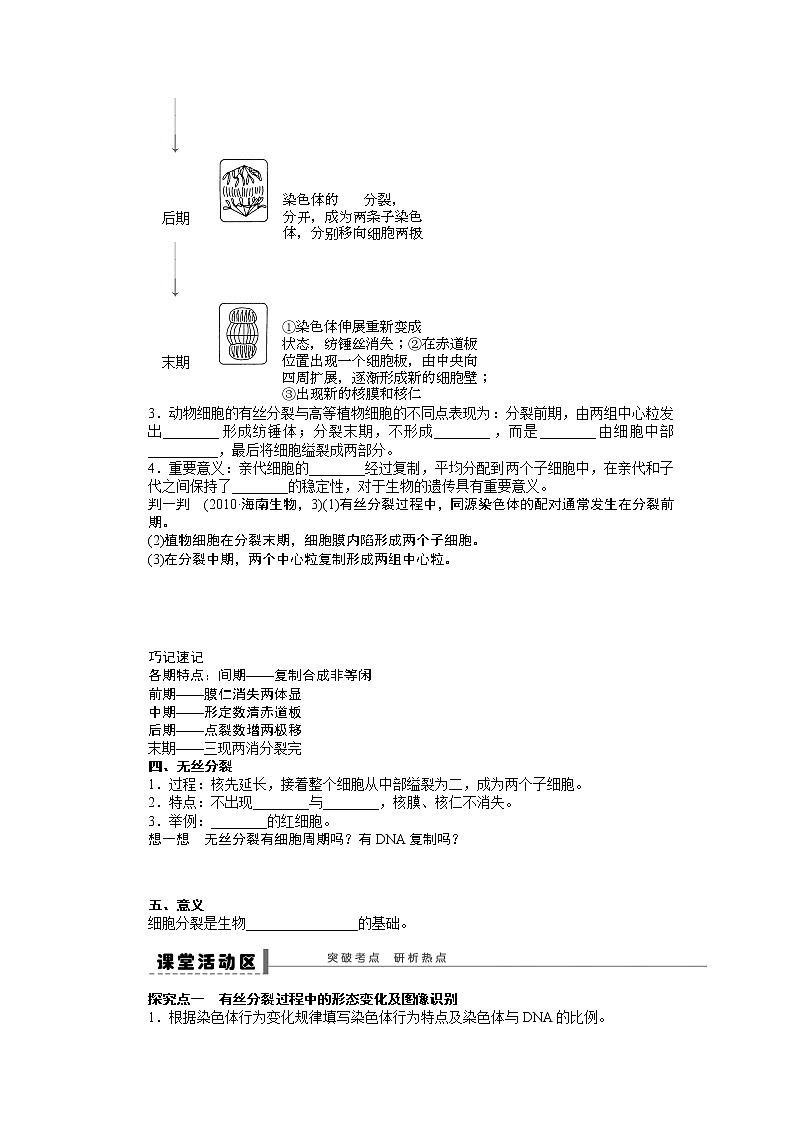 高考生物大一轮复习学案+作业第四单元 学案15细胞的生命历程02