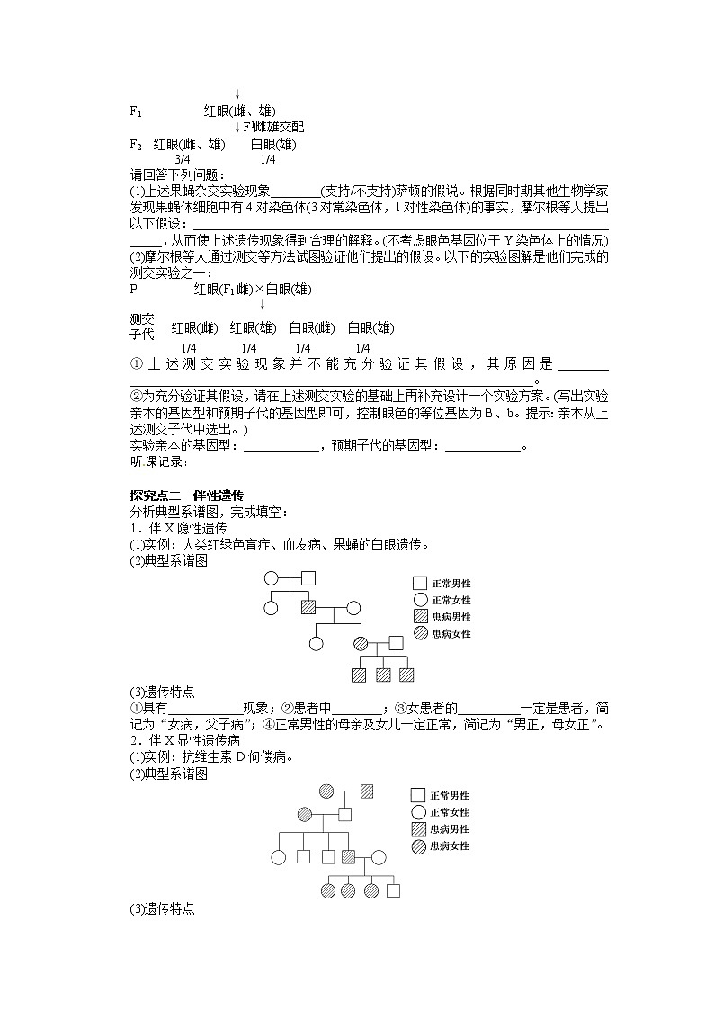 高考生物大一轮复习学案+作业第五单元 学案21 基因在染色体上和伴性遗传03
