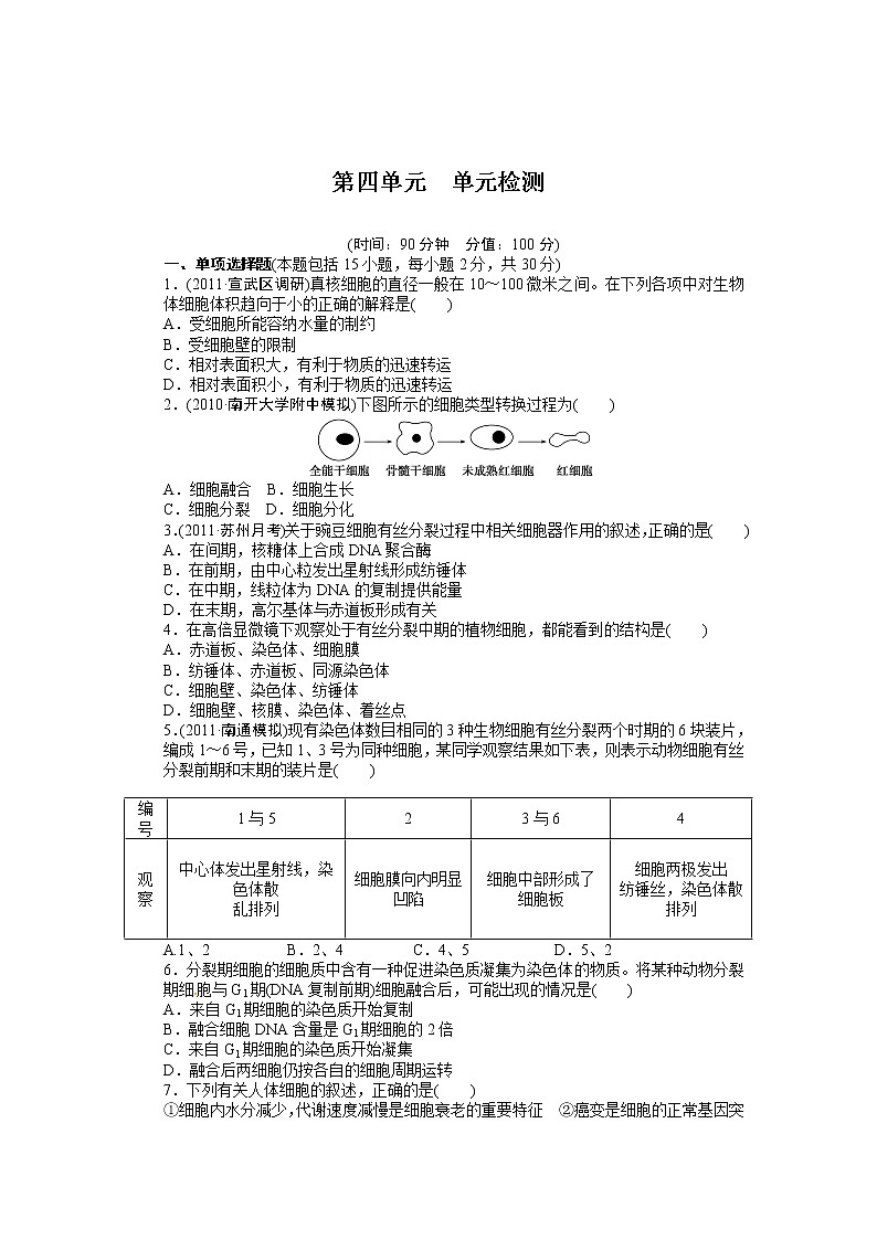 高考生物大一轮复习学案+作业第四单元 单元检测01