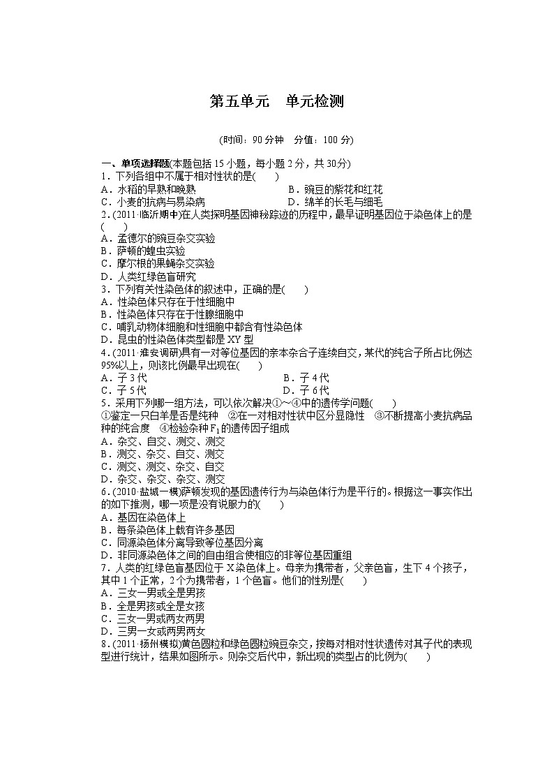 高考生物大一轮复习学案+作业第五单元 单元检测01