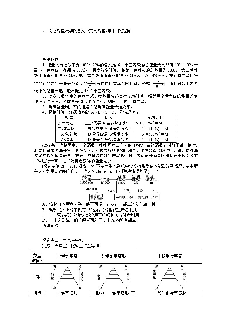 高考生物大一轮复习学案+作业第九单元学案43生态系统的能量流动03