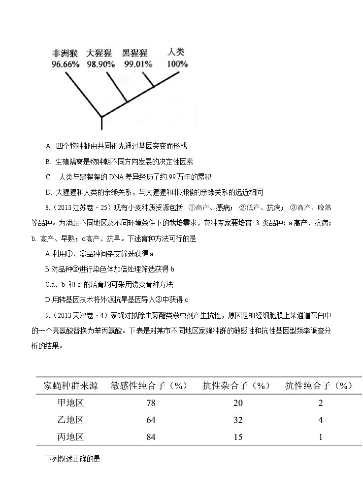 高考试题分项版解析生物 专题07 生物的变异与进化（原卷版）第3页