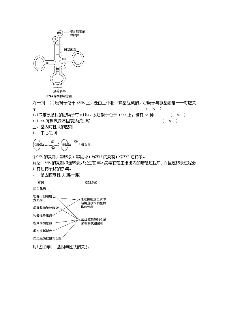 高三生物（人教版通用）一轮复习教案--- 第20讲 基因的表达02