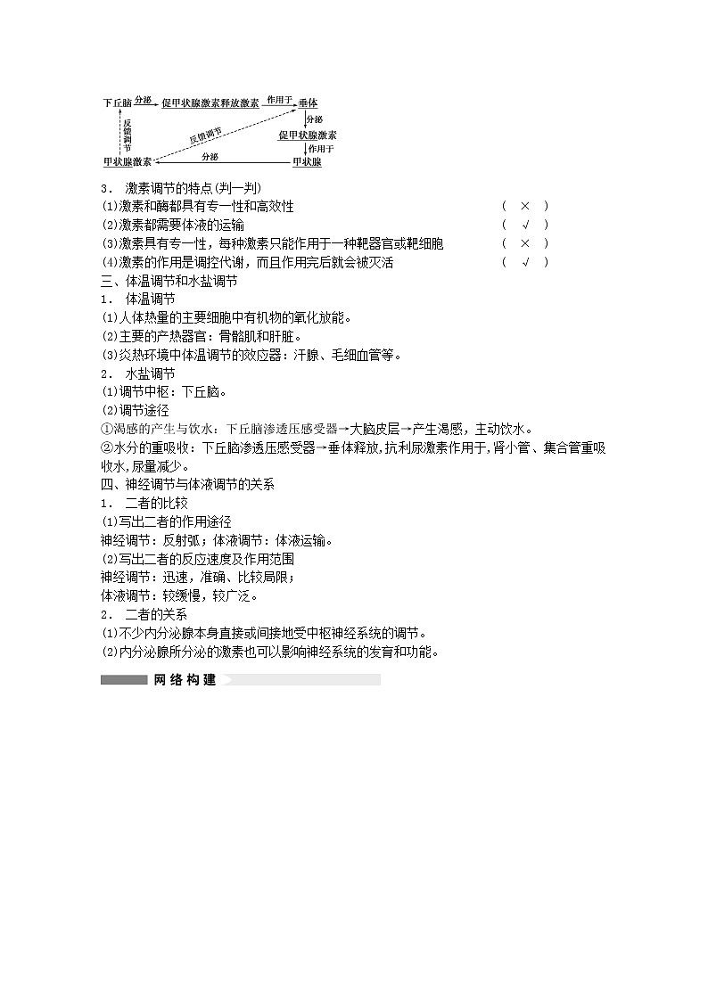 高三生物（人教版通用）一轮复习教案--- 第28讲 通过激素的调节　神经调节与激素调节的关系02